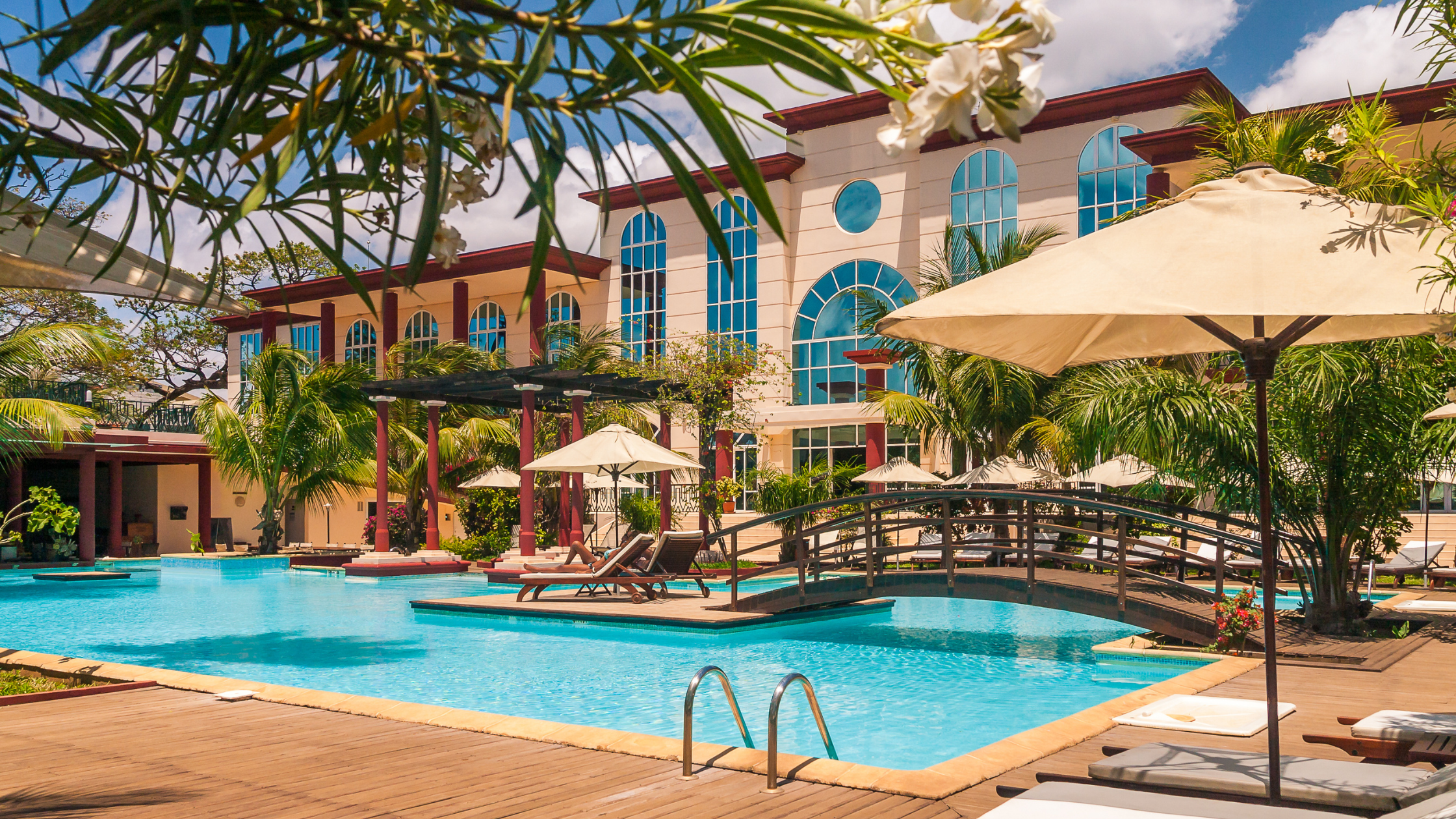 Peaceful luxury hotel pool