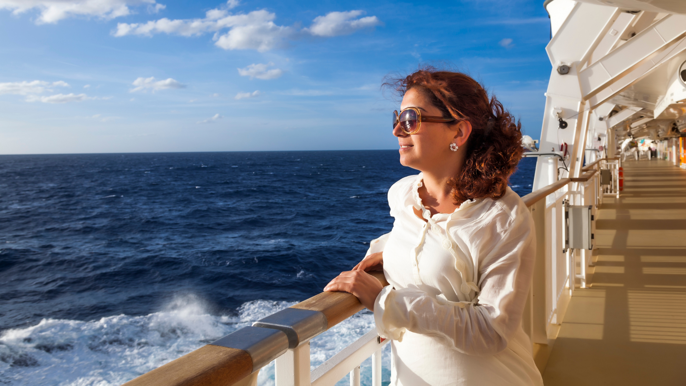 Luxury cruise sailing through a beautiful destination