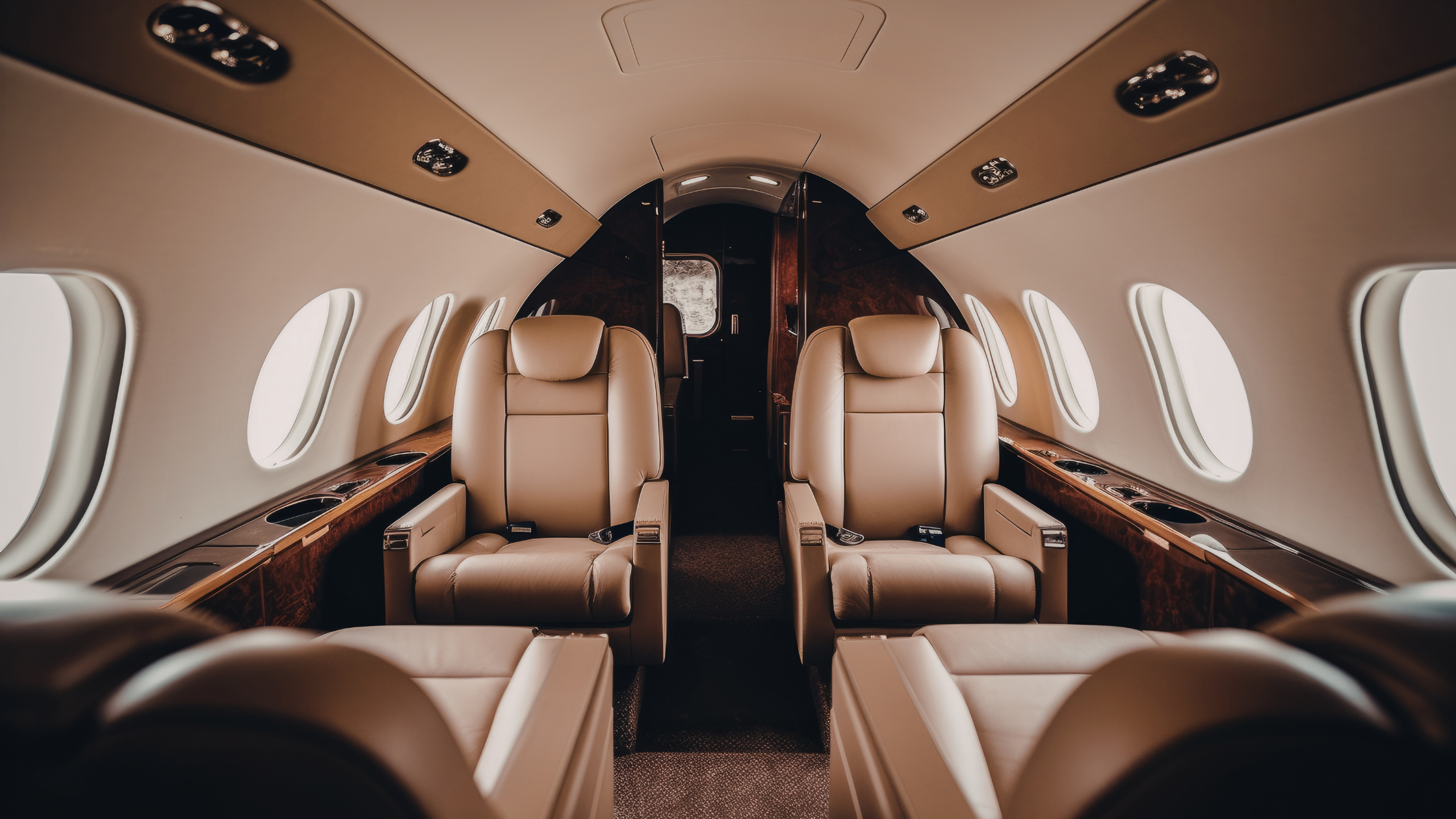 Refined private jet interior