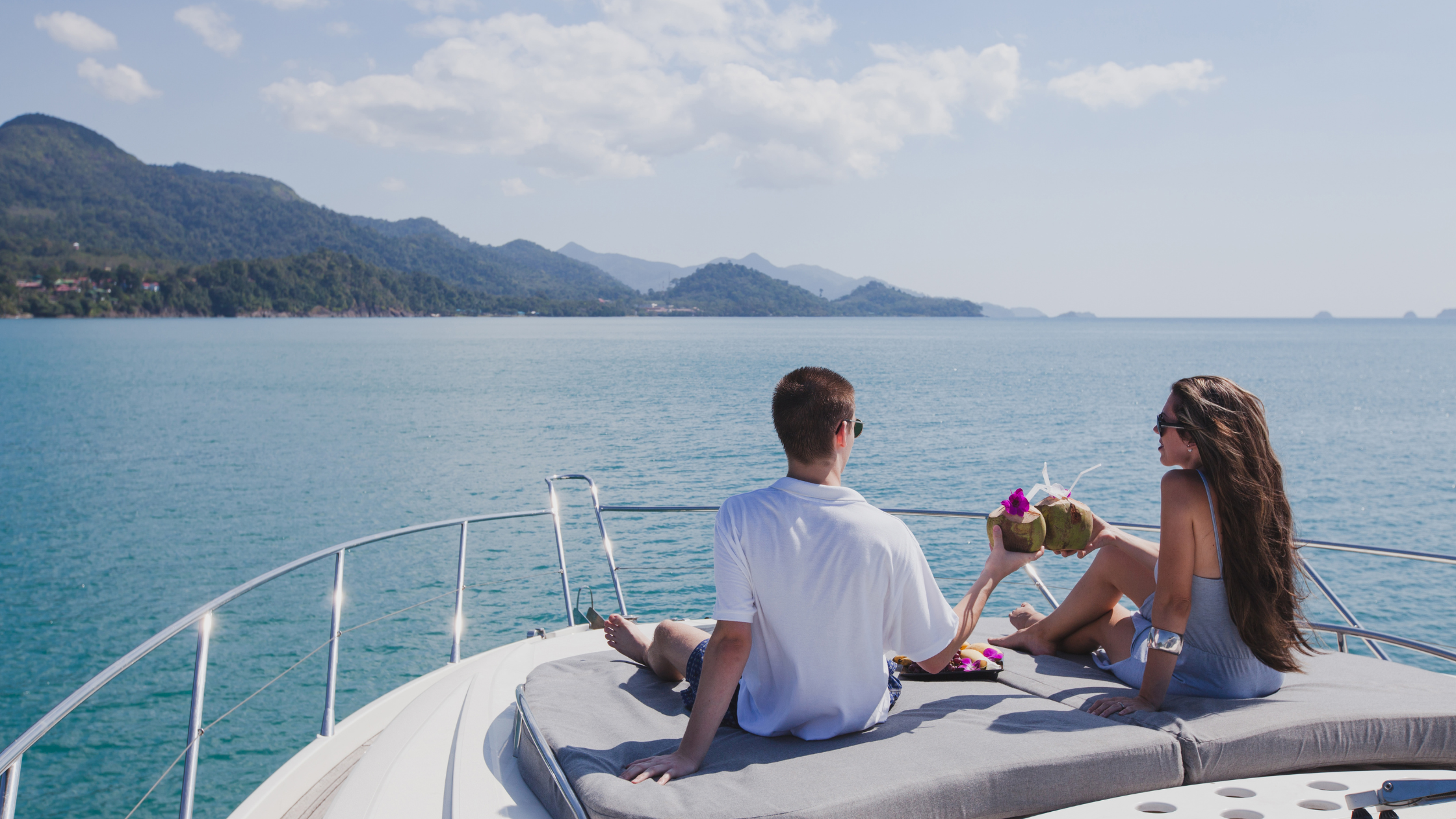 Friends sharing a yacht experience